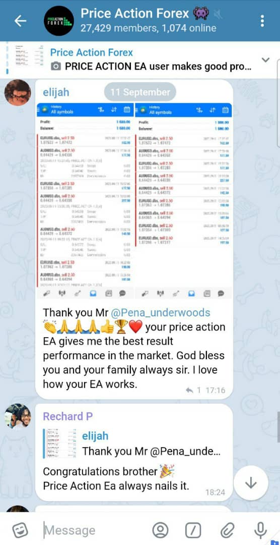 Members Chat on Price Action EA Platform